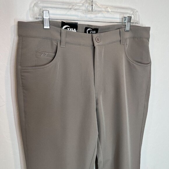 NEW! ZYIA Active Men's Light Gray Office Chino 33" Pants Size L Large Pockets - Picture 5 of 12